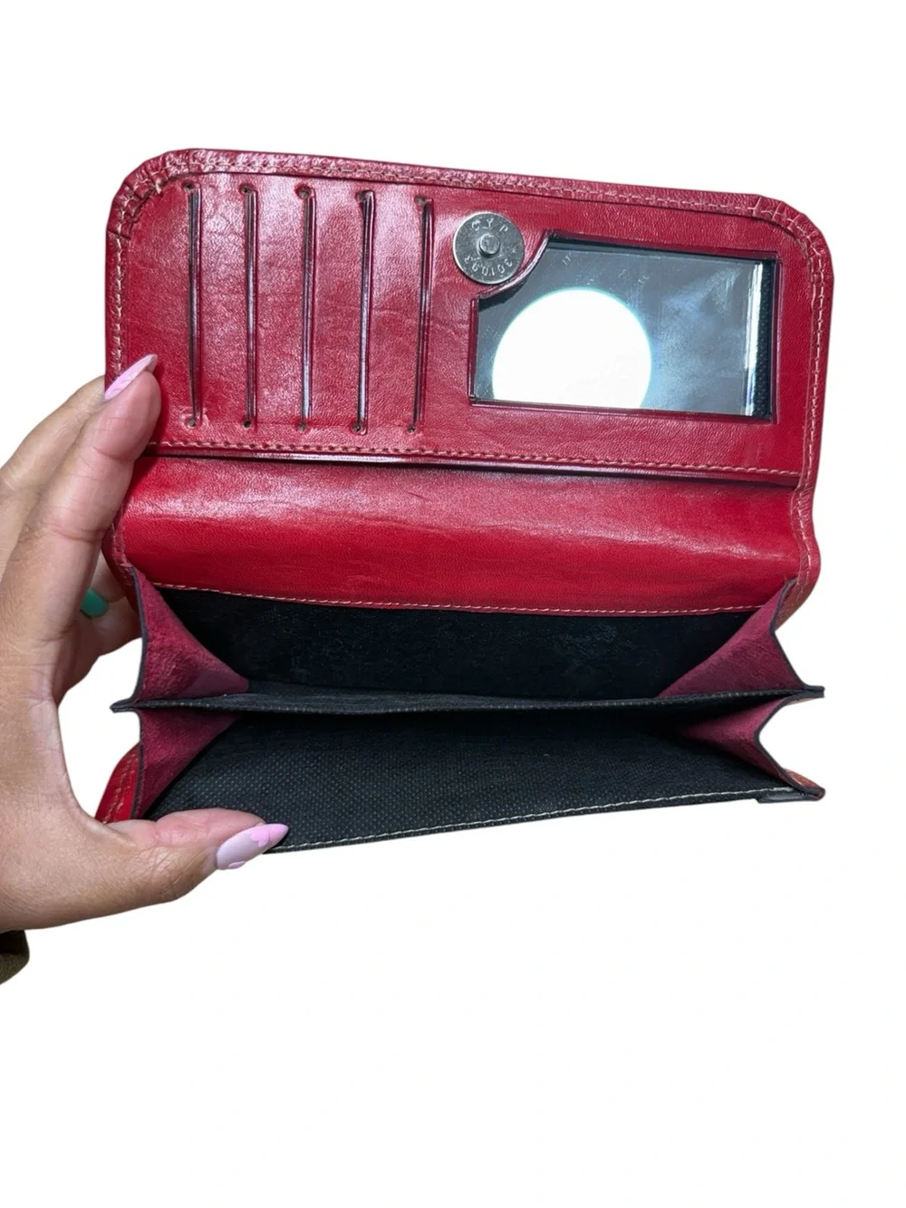 Mexican leather embossed wallet Red